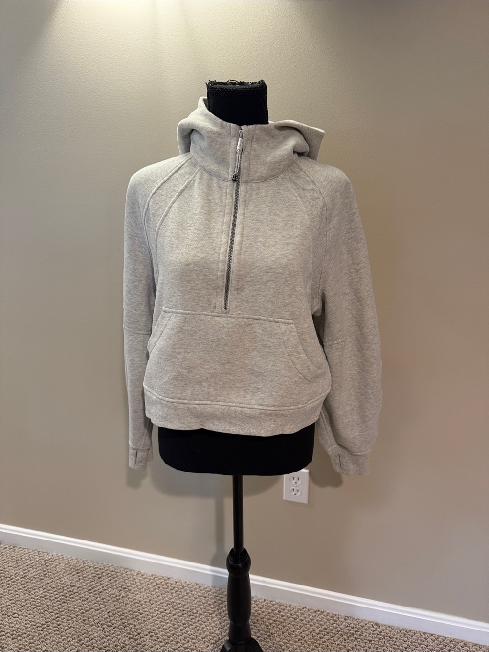 lululemon athletica Light Gray Half-Zip Cowl Hoodie Sweater